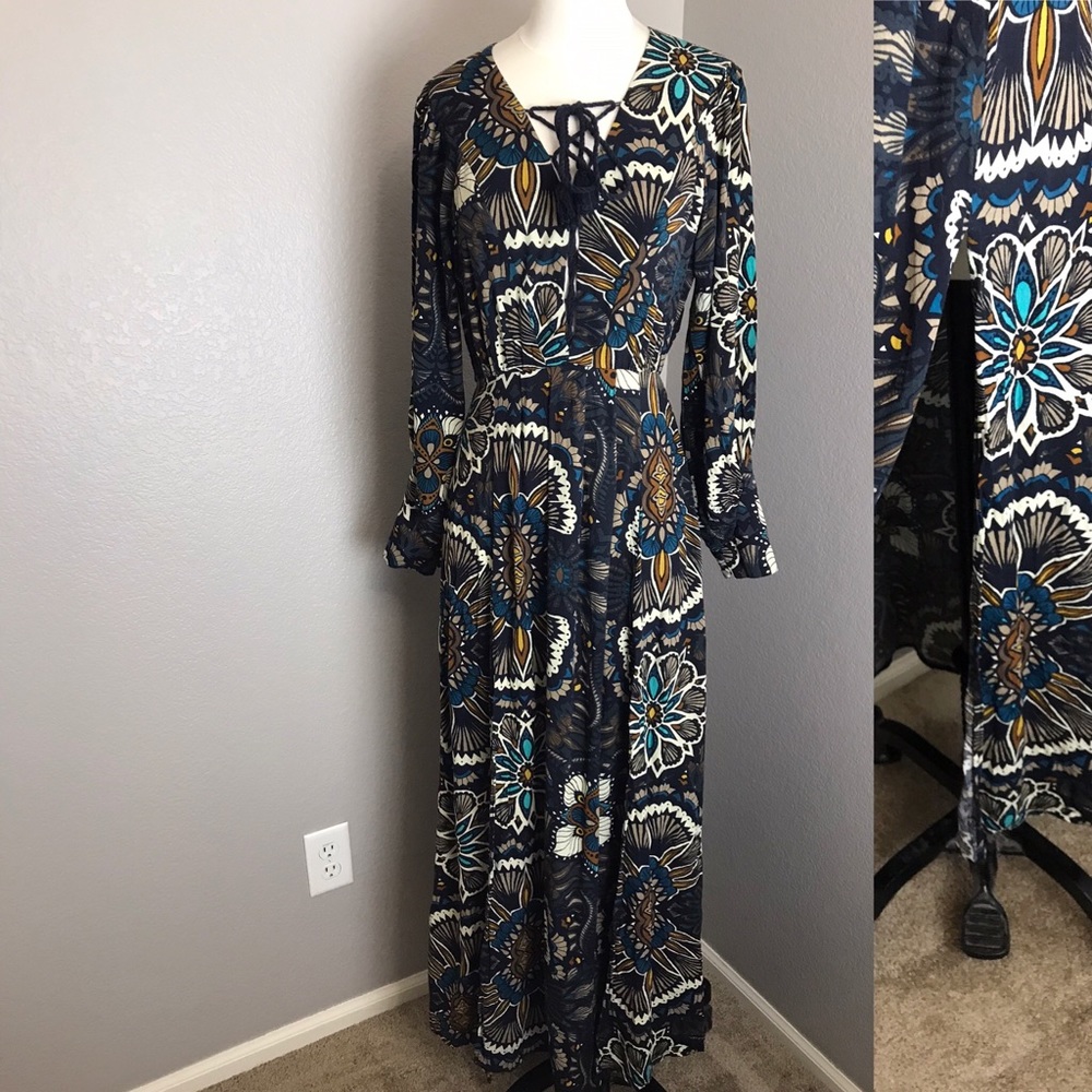Bohemian Long Sleeve Dress with slit (6)
